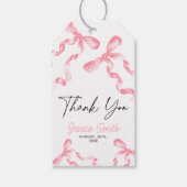 Dank je roze lint cadeaubijschrift cadeaulabel (Voorkant)