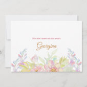 Dank je roze Rose Floral Bedankkaart (Achterkant)