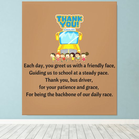 Dank je, schoolbuschauffeur. canvas afdruk (Insitu (Houten vloer))