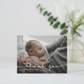 Dank Je Script Baby Geboorte Aankondiging Briefkaart (Staand voorkant)