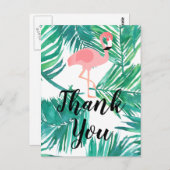 Dank je script flamingo en palmen briefkaart (Voorkant / Achterkant)