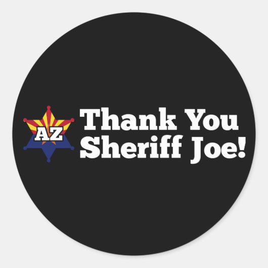 Dank je Sheriff Joe! Ronde Sticker (Voorkant)