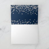 Dank je Silver Faux Glitter Confetti Navy Blue Bedankkaart (Binnen)