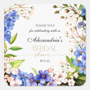 Dank je Something Blue: Baby's Breath & Flax Vierkante Sticker