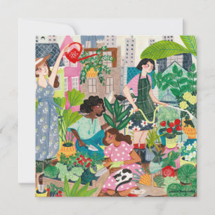 Dank je stads tuinieren vrouwen illustraties kaart