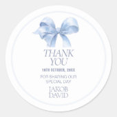 Dank je sticker voor de doop van een jongen – Blau (Voorkant)