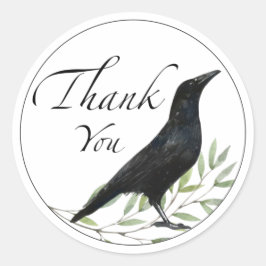 Dank je Stickers Crow Bird Flowers Sticker