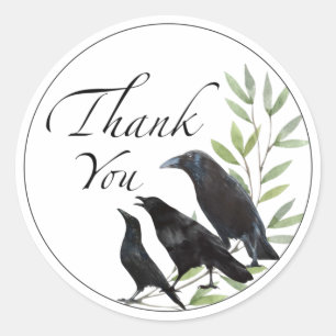 Dank je Stickers Crow Bird Flowers Sticker