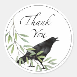 Dank je Stickers Crow Bird Flowers Sticker