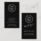 Dank je | Stijlvolle zwarte moderne Logo Kortingskaartje (Voorkant / Achterkant)