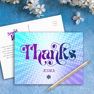 Dank Je Sweet 16 Groovy Paars Blauwe Gradiënt Briefkaart