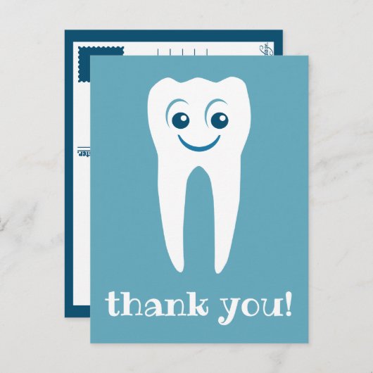 dank je tandarts lachende tand ansichtkaart briefkaart (Voorkant / Achterkant)