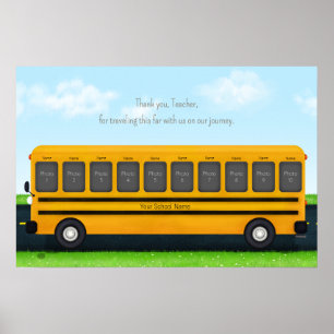Dank je Teacher Yellow School Bus 10 foto's Poster
