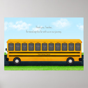 Dank je Teacher Yellow School Bus 11 foto's Poster