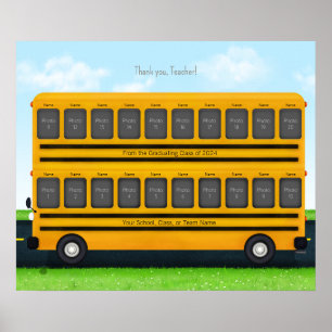 Dank je Teacher Yellow School Bus 20 Foto's Poster