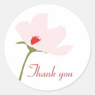 Dank je tere roze cosmos bloem aanpassen ronde sticker