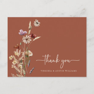 Dank je Terracotta Bloemen Ansichtkaart Briefkaart