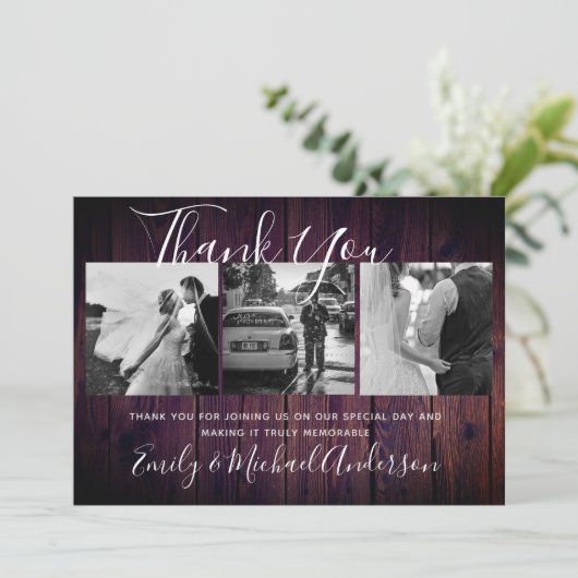 Dank je Trouw PURPER Landelijk FOTOCollage Bedankkaart (Staand voorkant)