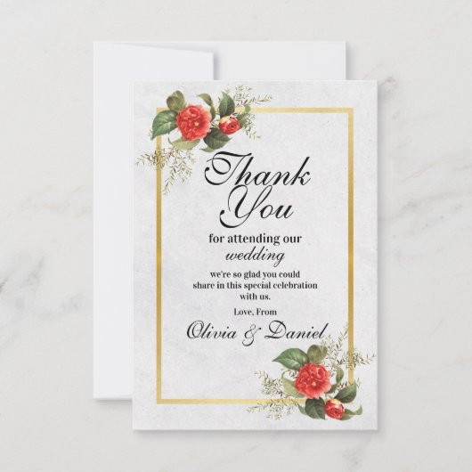 Dank je Trouw Verlovings Rood Goud Feestelijk Bedankkaart (Voorkant)