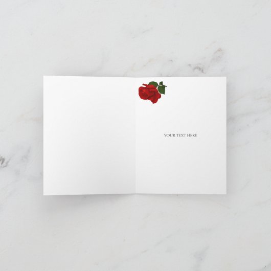 Dank je Trouw Zwart Witte Smoking Diep Rode Roos Bedankkaart (Binnen)