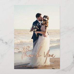 Dank je Trouwkaarten van echt folie met Envelop Feestdagenkaart