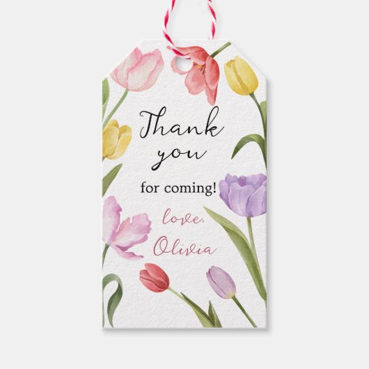 Dank je tulpen bloem boho cadeaulabel (Voorkant)