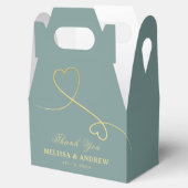 Dank je | Twee gouden harten Emerald Green bruilof Bedankdoosjes (Geopend)