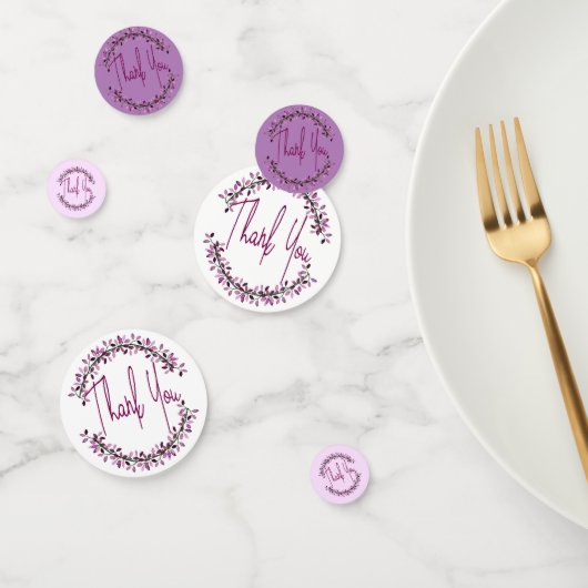 Dank je typografie Chic Paarse Blad Krans Confetti (Groep)