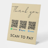 Dank je Venmo Paypal CashApp Scan om Groovy te bet Reclamebord Met Voetstuk (Voorkant)