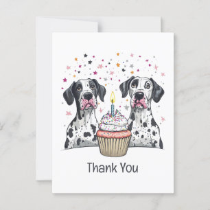 Dank je verjaardag Great Dane Honden Cupcake Briefkaart