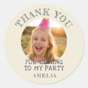 Dank je Verjaardagsmeisje Jongen Foto Ronde Sticker