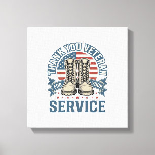 Dank Je Veteraan Patriottische Laarzen Dienst Shir Canvas Afdruk