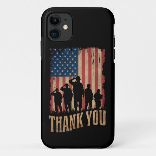 Dank je Veteraandag Amerikaanse Vlag Vintage iPhone 11 Hoesje