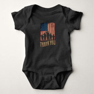 Dank je Veteraandag Amerikaanse Vlag Vintage Romper