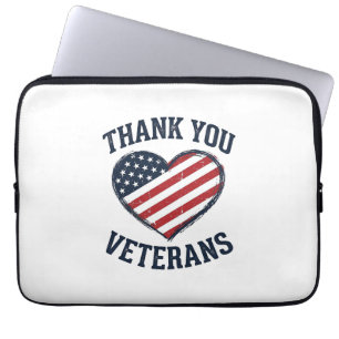 Dank Je Veteranen Patriottisch Hart Vintage T-shir Laptop Sleeve