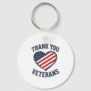 Dank Je Veteranen Patriottisch Hart Vintage T-shir Sleutelhanger