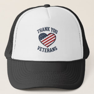 Dank Je Veteranen Patriottisch Hart Vintage T-shir Trucker Pet