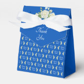 Dank je, & Voeg je Namen toe Kobaltblauw & Wit Bedankdoosjes (Voorkant Zijde)