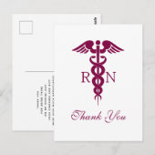 Dank je voor afgestudeerde verpleegkundige met rod briefkaart (Voorkant / Achterkant)