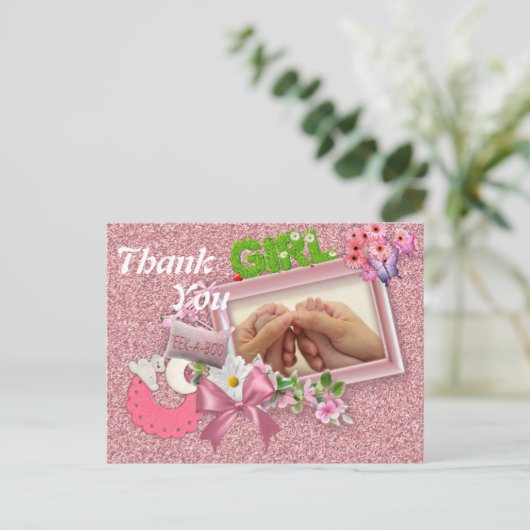 Dank je voor baby shower briefkaart (Staand voorkant)