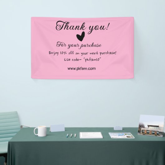 Dank je voor de aankoop roze familiebedrijf detail spandoek (Beurs)