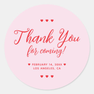 Dank je voor het komen Galentine's Feest Roze Ronde Sticker