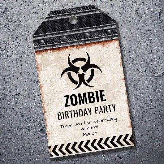 Dank je voor het zombie-verjaardagsfeest met bioha cadeaulabel