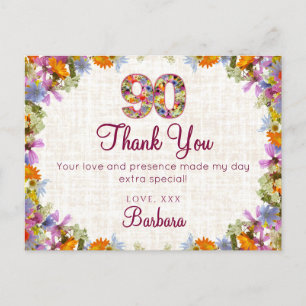 Dank je voor je 90e verjaardag – Elegant bloemende Briefkaart