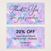 dank je voor je aankoop nep glinster opaal visitekaartje (Voorkant /achterkant)