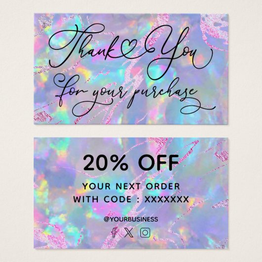 dank je voor je aankoop opal textuur visitekaartje (Voorkant /achterkant)