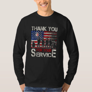 Dank je voor je dienst Veteraan Amerikaanse vlag V T-shirt