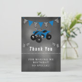 Dank je voor vierwieler verjaardag bedankkaart (Staand voorkant)