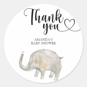 Dank je Watercolor Ballon Olifant Ronde Sticker