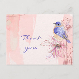 Dank je Watercolor Bluebird Vogel Tuin Briefkaart